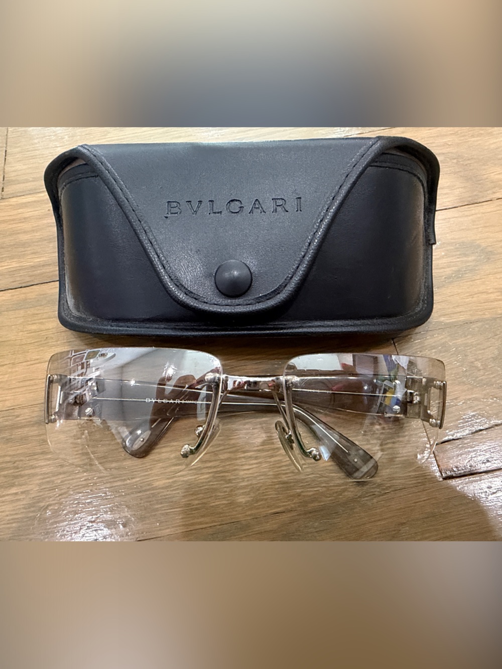 Vintage BVLGARI silver gradient y2k Rimless Sunglasses with case - Picture 15 of 15